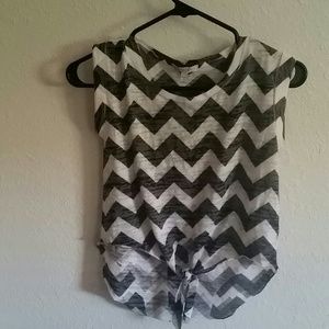 White and grey Chevron high low shirt