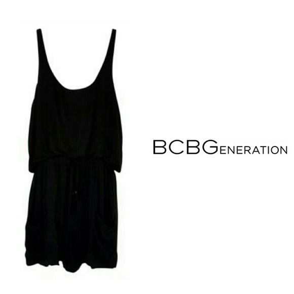 BCBGeneration Black Drawstring Romper