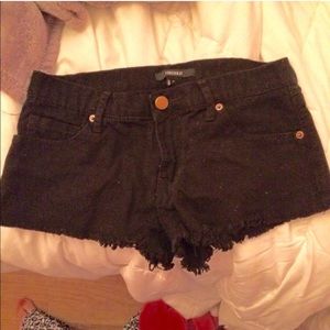Black denim shorts