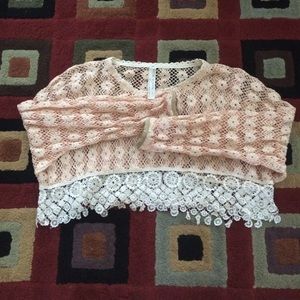 Free People cropped loose lace sweater