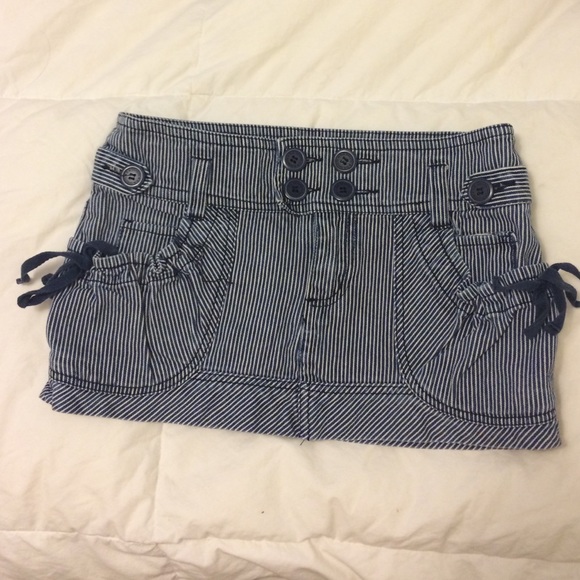 Navy striped denim skirt