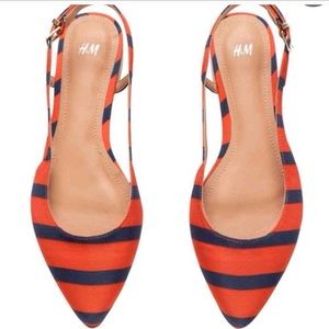 Blue & Orange Striped Slingbacks