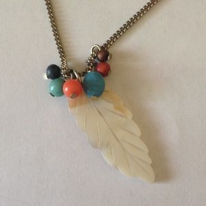SALE Carved feather necklace