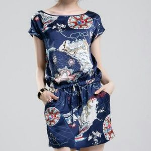Travelers map print casual Dress
