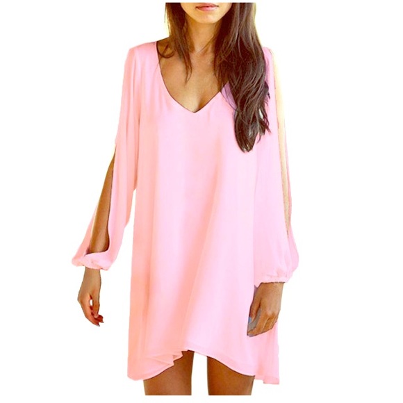 Rose colored sleeve cut dress
