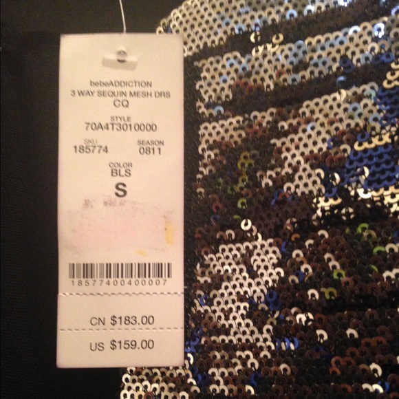 SOLD! New Bebe Sequins and Black Dress - Picture 2 of 4