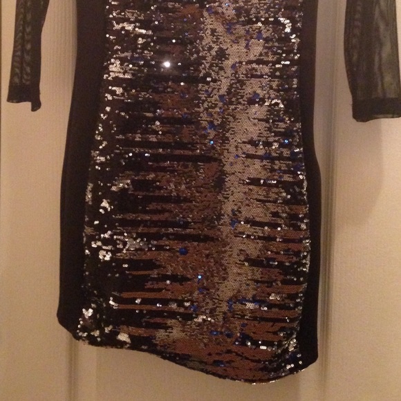 SOLD! New Bebe Sequins and Black Dress - Picture 4 of 4