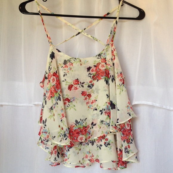 Floral crossback tank top