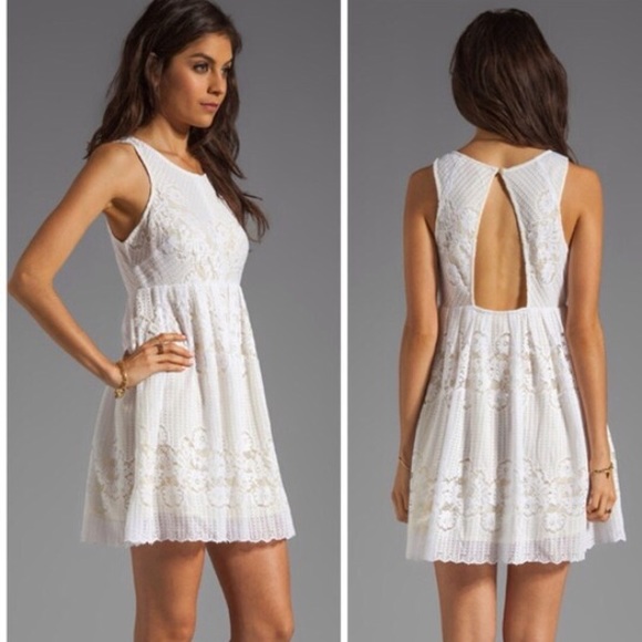 NWT White Free People dress with yellow underlay - Picture 1 of 2