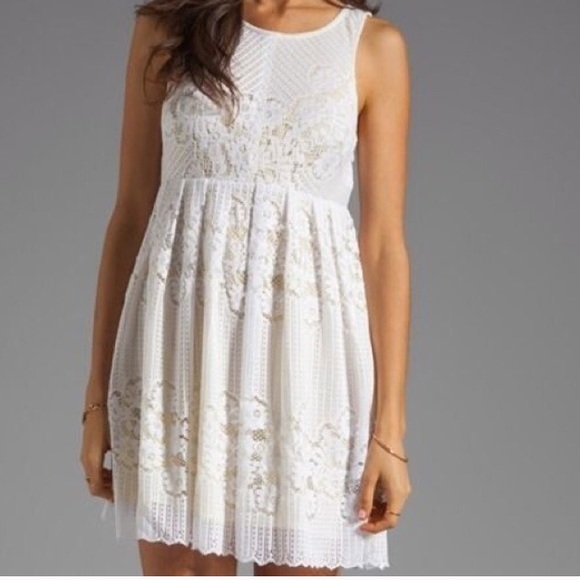 NWT White Free People dress with yellow underlay - Picture 2 of 2