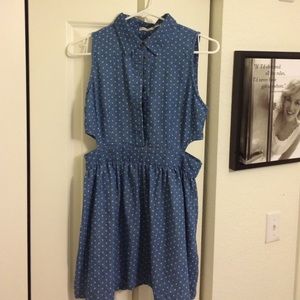Poetry Dresses - Cutout denim dress with collar Poetry Dresses - Cutout denim dress with collar