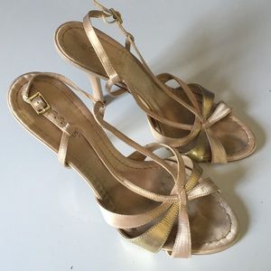 BCBGirls pink champagne/gold strappy heels