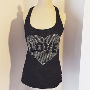 'Love' black tank top
