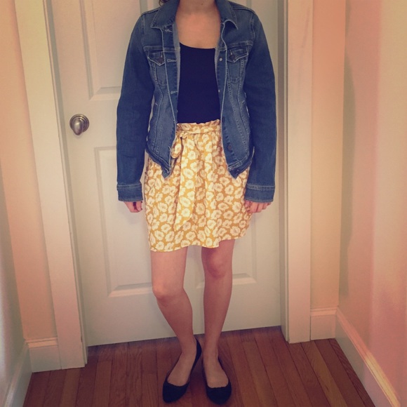 This denim jacket, the skirt, and the shoes