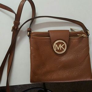 Michael kors large brown leather cross body