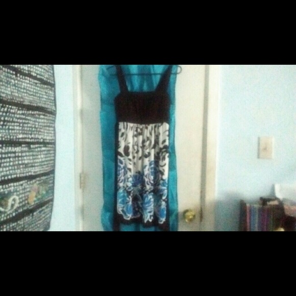 Blue white and black tie dress - Picture 3 of 3