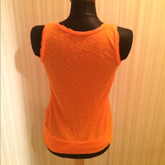 J. Crew Orange Gauze Linen Detailed Top - Picture 3 of 3