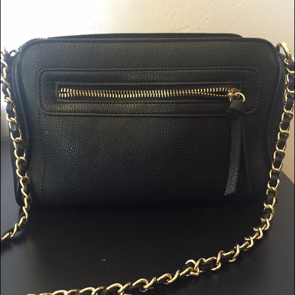 Black Faux Leather cross body purse