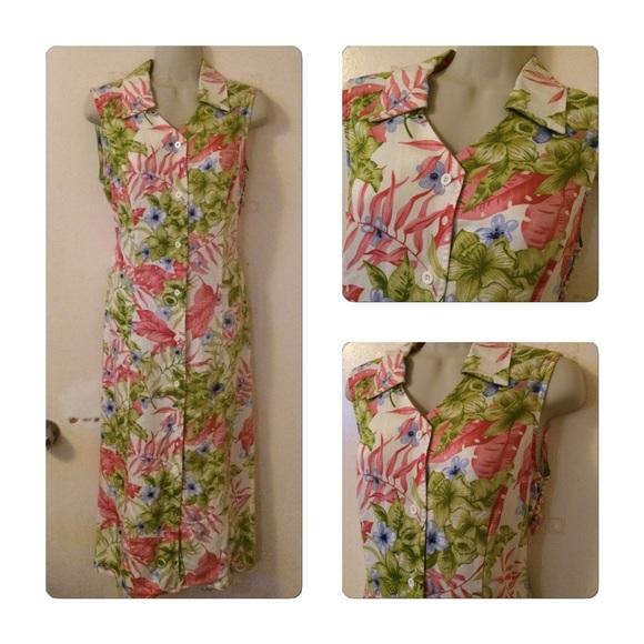 Sleeveless, Hawaiian Print Dress