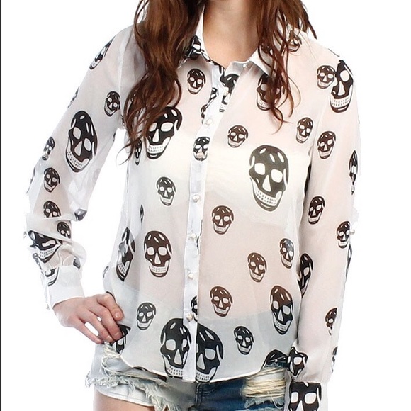 Skull sheer top