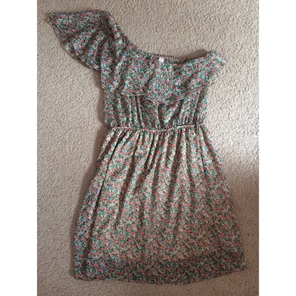 Sheer floral asymmetrical dress