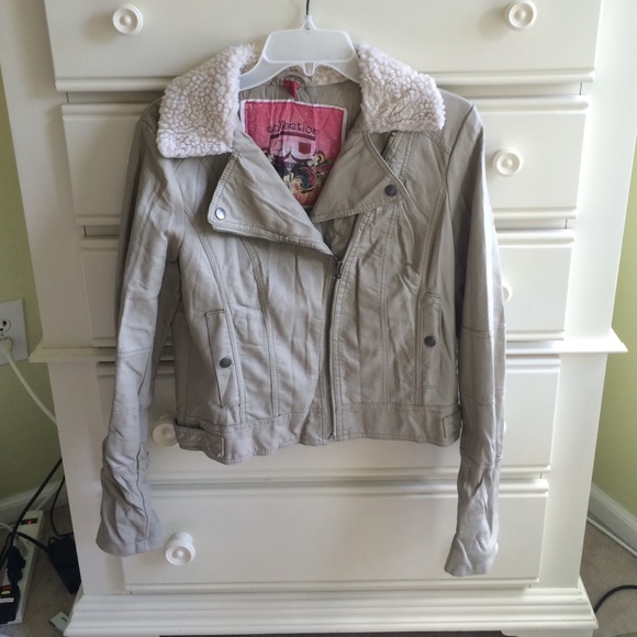 Beige foux leather jacket