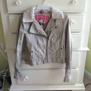 Beige foux leather jacket