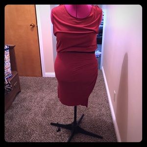 Fitted red and black dress