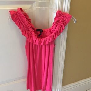 BCBG pink ruffled top