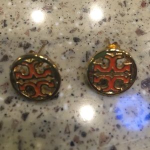 Orange and gold Tory Burch earrings
