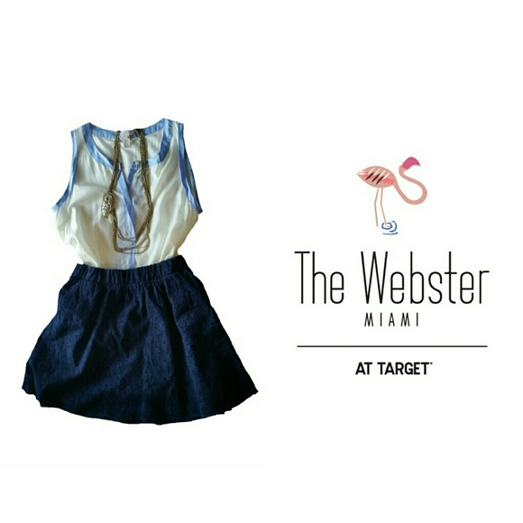 Webster Miami Navy Eyelet Lace Overlay Skirt