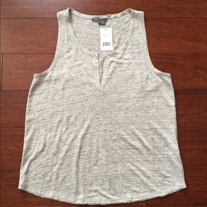 Sold!!!!Vince heather grey racer v-neck linen tan