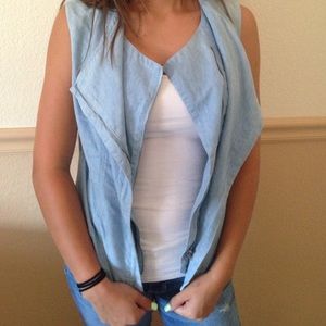light wash denim boho vest