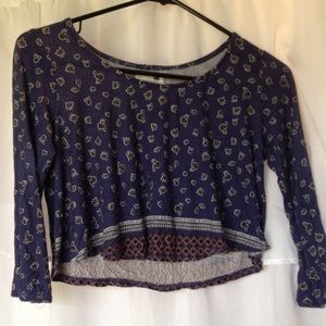 LA hearts purple patterned crop top