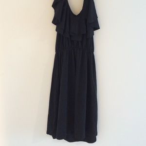 Cotton black halter dress with ruffle detail
