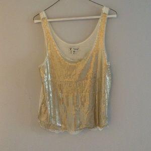 Gold sequin crop tank top