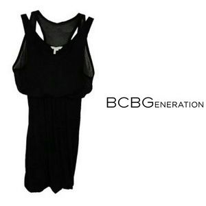 BCBGeneration Black Layered-Tank-Style Knit Dress