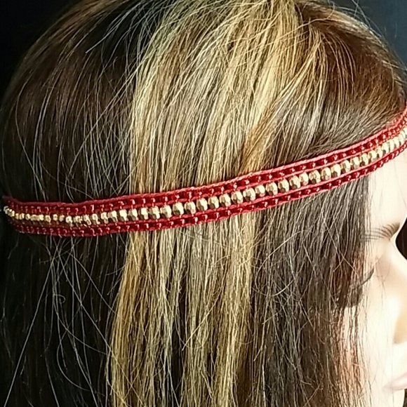 Red n gold color headband piece - Picture 2 of 2