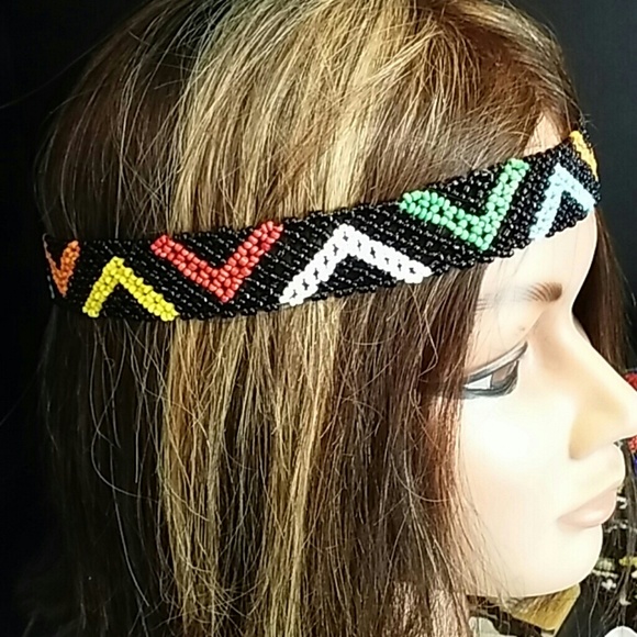 Multi color beaded headband - Picture 1 of 2