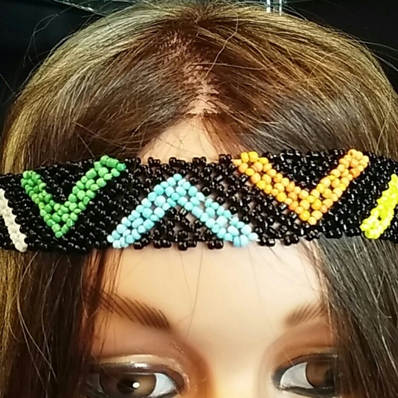 Multi color beaded headband - Picture 2 of 2