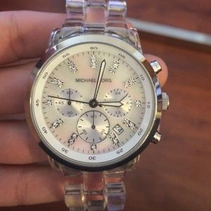Michael kors authentic watch. clear w/pearl face.