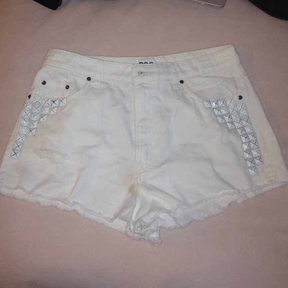 White Jean Shorts w/ studs