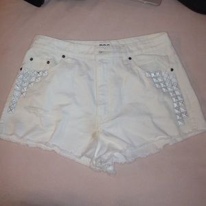 White Jean Shorts w/ studs