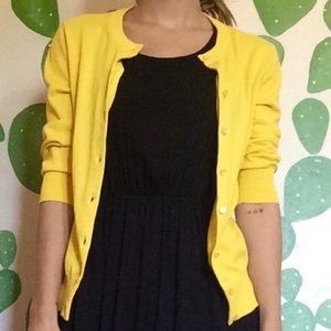 Yellow Cropped J.Crew Cardigan