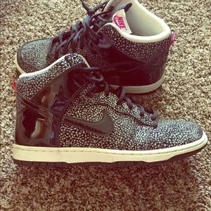 Black and white polka dot Nike's