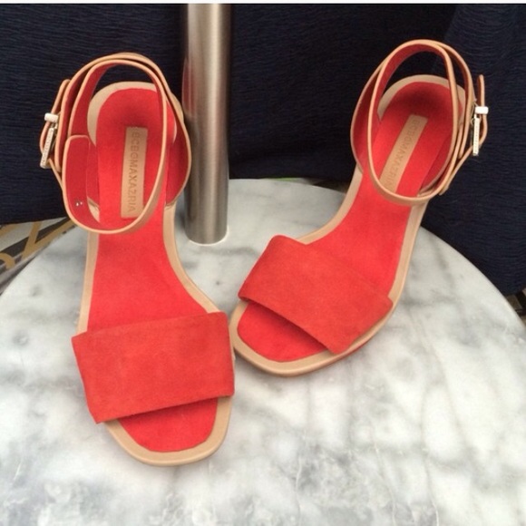 BCBGMAXAZRIA Red Suede Heels Never Worn