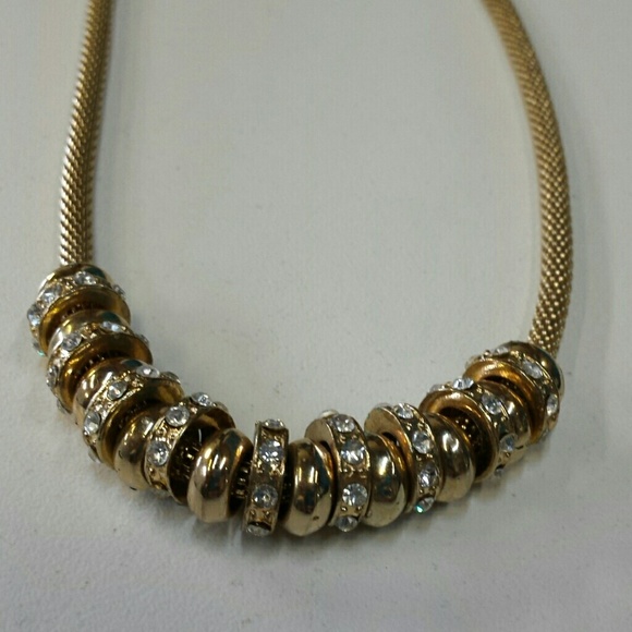 Gold mesh chain necklace with slider beads. New! - Picture 2 of 2