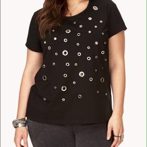 Plus Bold Grommet Trimmed Top