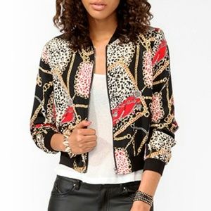 Scarf Print Bomber Jacket
