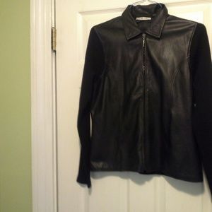 Leather and wool jacket